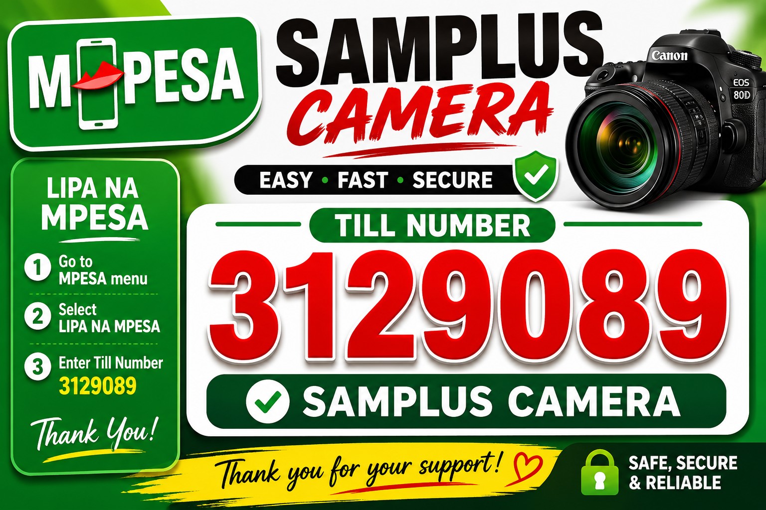Samplus Camera M-Pesa Till Number
