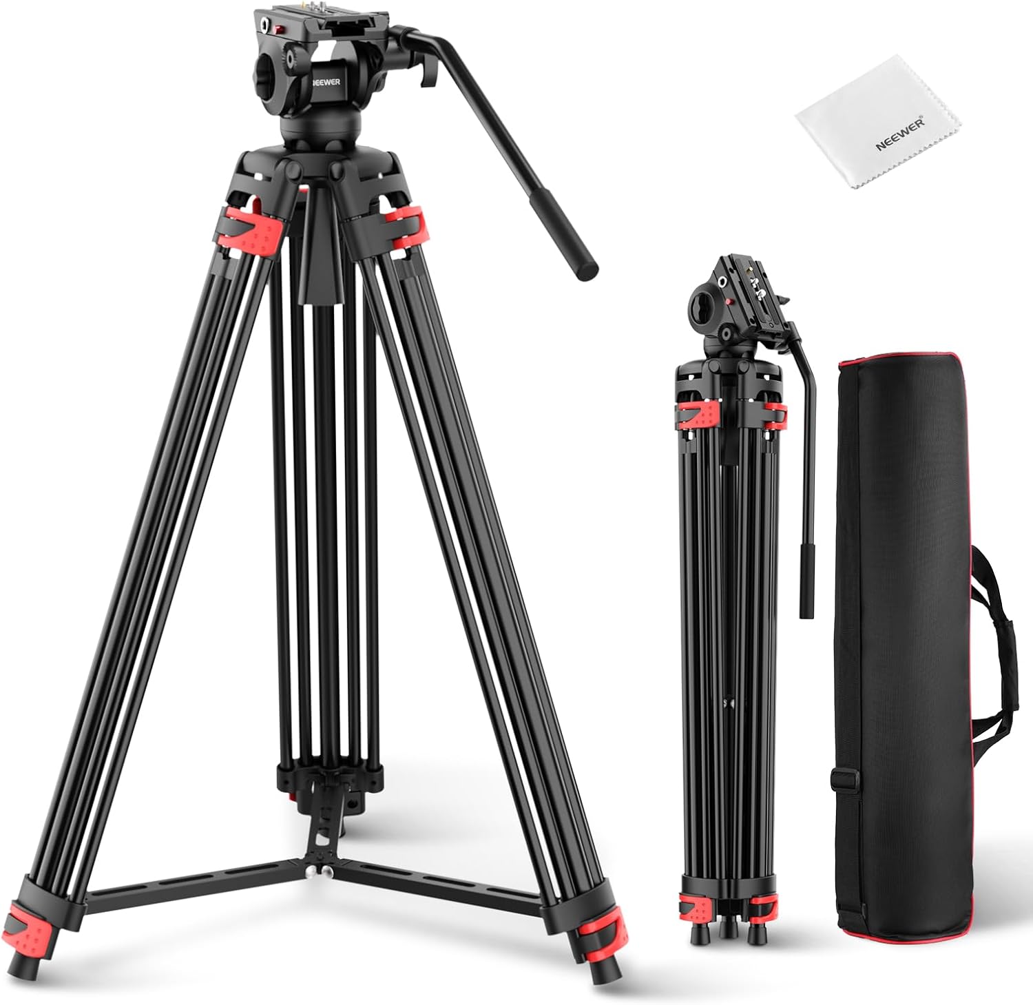 NEEWER Basics 74" Video Tripod with Damped Fluid Head TP37